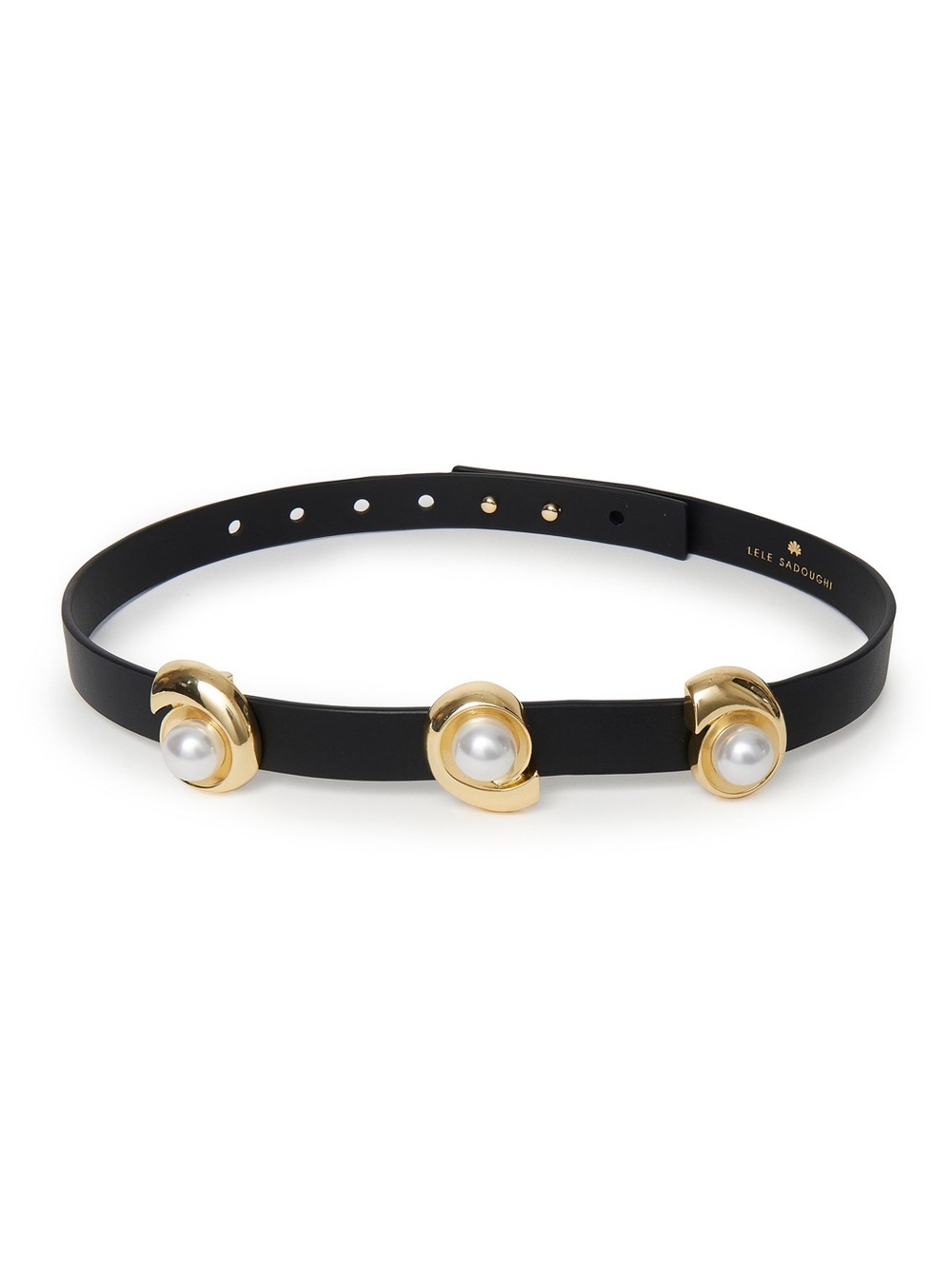 NWOT Lele Sadoughi Jet Deco Swirl Faux Pearl Station Belt